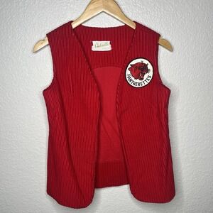 Vintage 70s 80s Cinderella Dallas Brand Pantherettes Dance Cheer Red Ribbed Vest